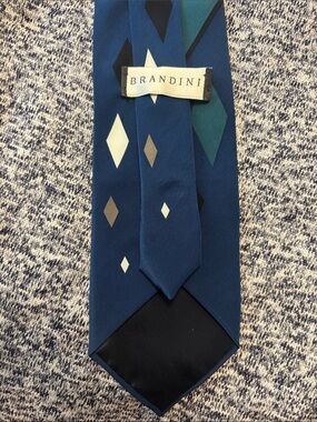 Brandini Blue Geometric Diamond Silk Tie